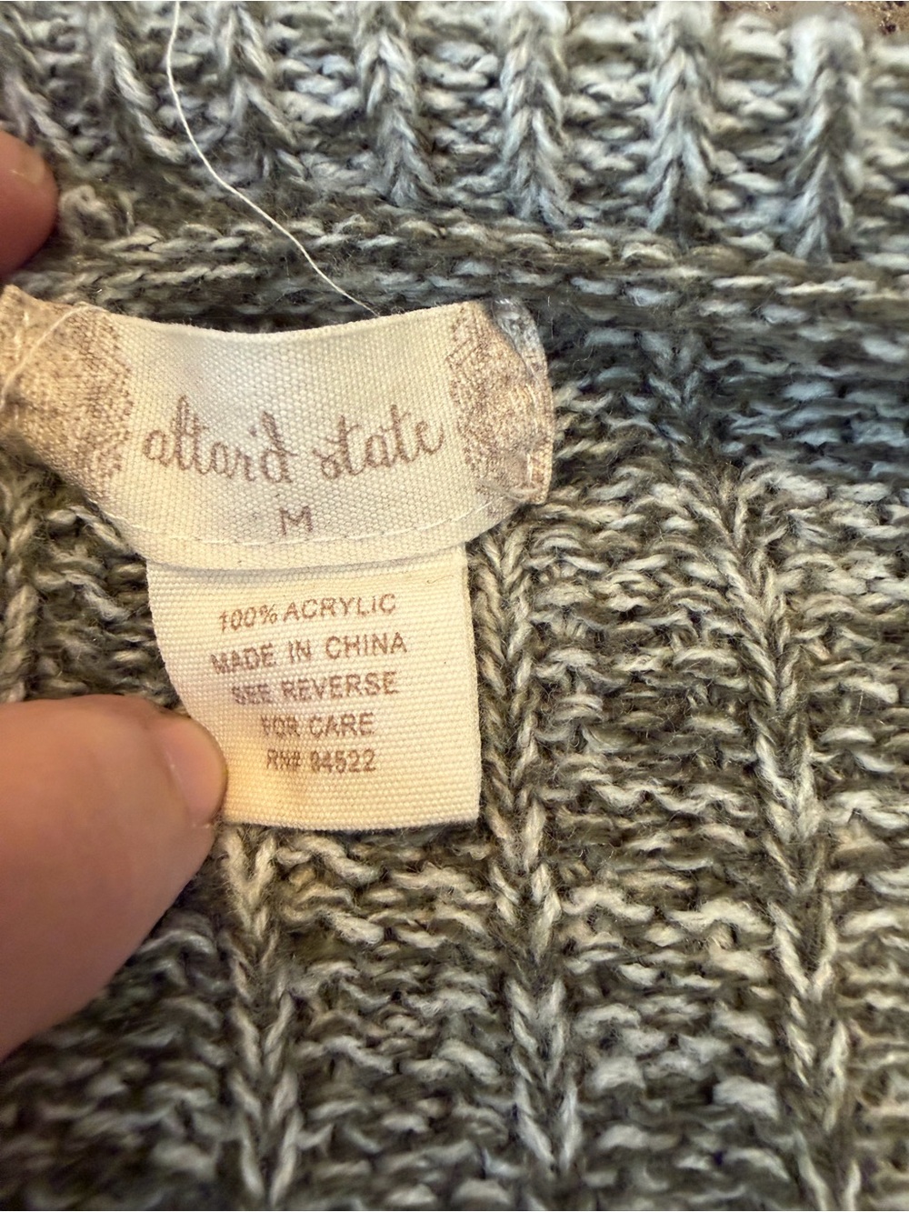 Altar’d State Gray Open Front Marled Knit Cardigan Shoelace Side Ties Sz M - Picture 7 of 8
